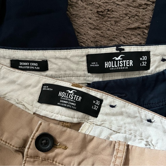Bundle Two Hollister Skinny Chino Pants Navy Blue Khaki Workwear Preppy Frat 30 - Picture 7 of 7